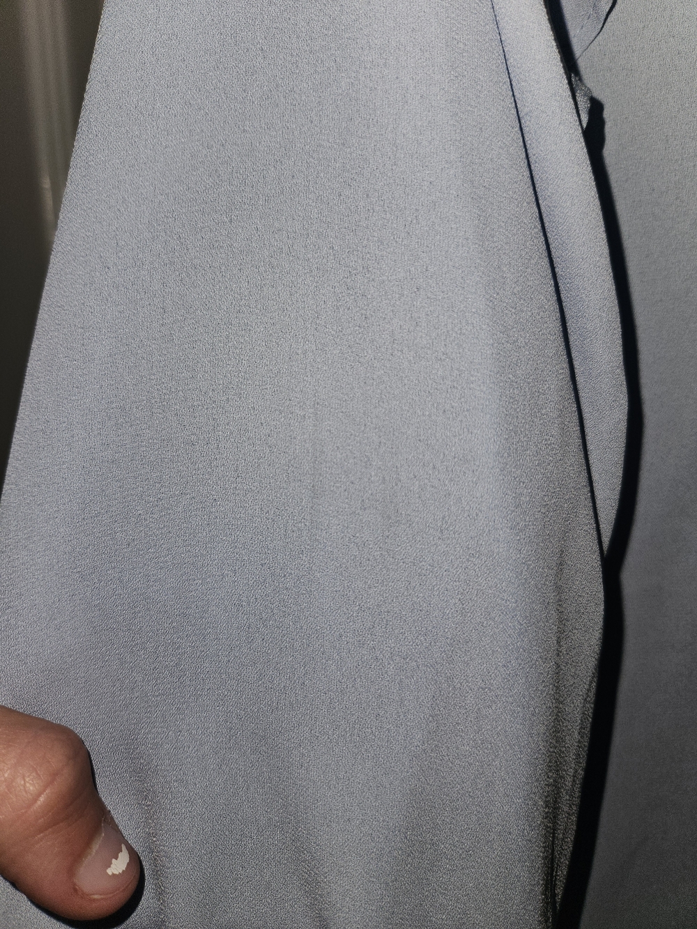 Ruffled Tie-Neck Long Sleeve Blouse - Light Blue - Picture 8 of 8